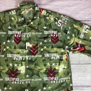 Vintage Y2k Southpole Army Print Button Up Shirt